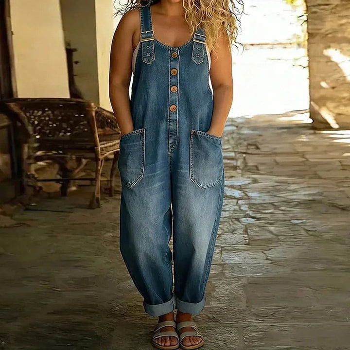 Demi | Vintage Myk Bomullsdenim-Look Overall med Justerbare Stropper