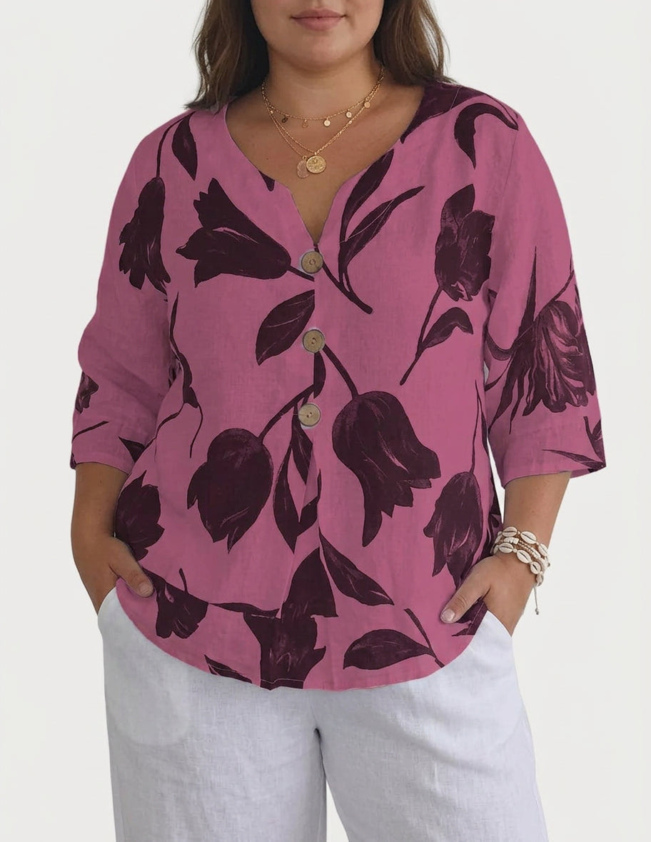 Junia | Elegant Blomstermønstret Bluse