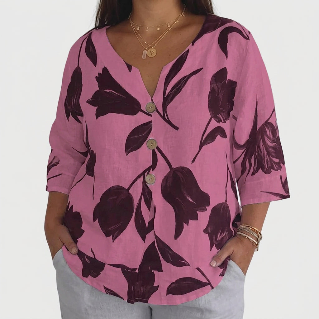 Junia | Elegant Blomstermønstret Bluse