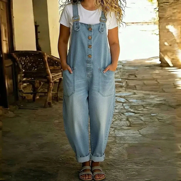 Demi | Vintage Myk Bomullsdenim-Look Overall med Justerbare Stropper
