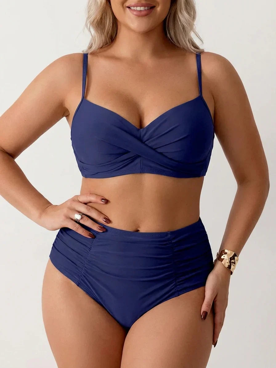 Ingrid | Bandeau Bikini med Samlet Stoff