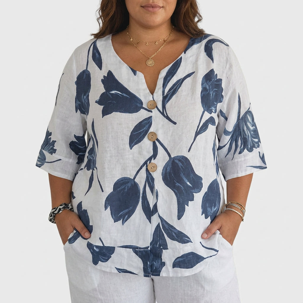 Junia | Elegant Blomstermønstret Bluse