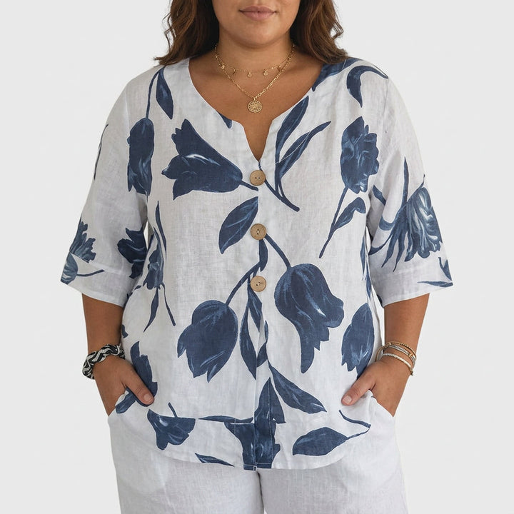 Junia | Elegant Blomstermønstret Bluse