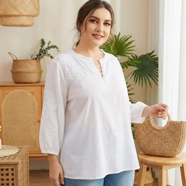 Amaya | Blomstrete Bluse med Knapper