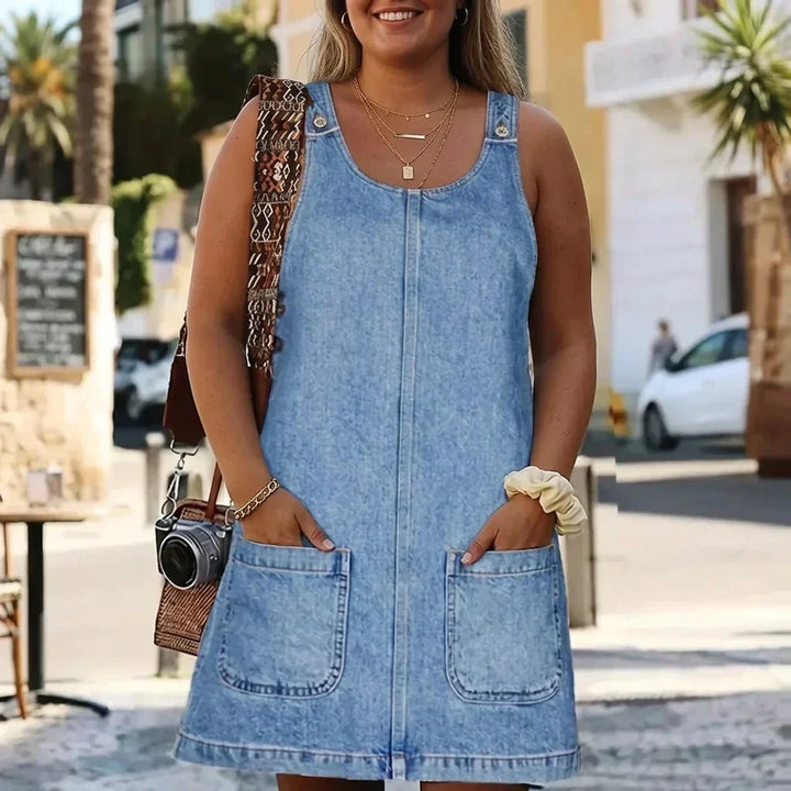 Delia | Avslappet Denim-Look Kjole
