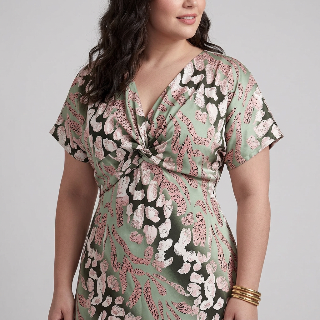 Stella &amp; Grace™ | Abstrakt Print V-hals Twist Midikjole