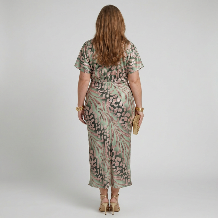 Stella &amp; Grace™ | Abstrakt Print V-hals Twist Midikjole