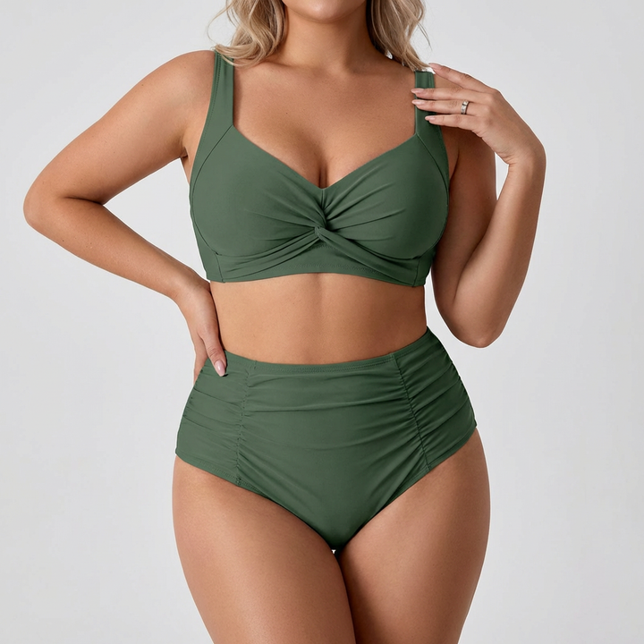 Ingrid | Bandeau Bikini med Samlet Stoff