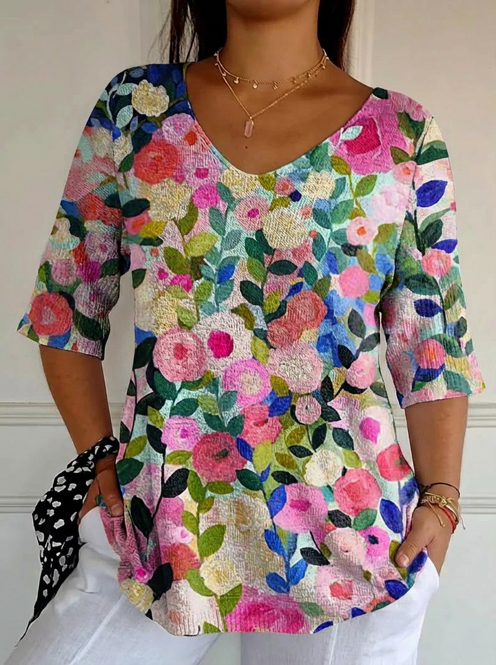 Juniper Spring Floral Garden Trykt Kvinne Casual Pullover Strikkegenser