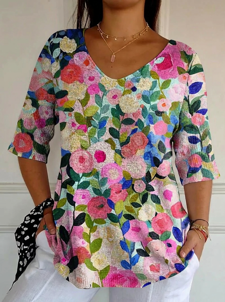 Juniper Spring Floral Garden Trykt Kvinne Casual Pullover Strikkegenser