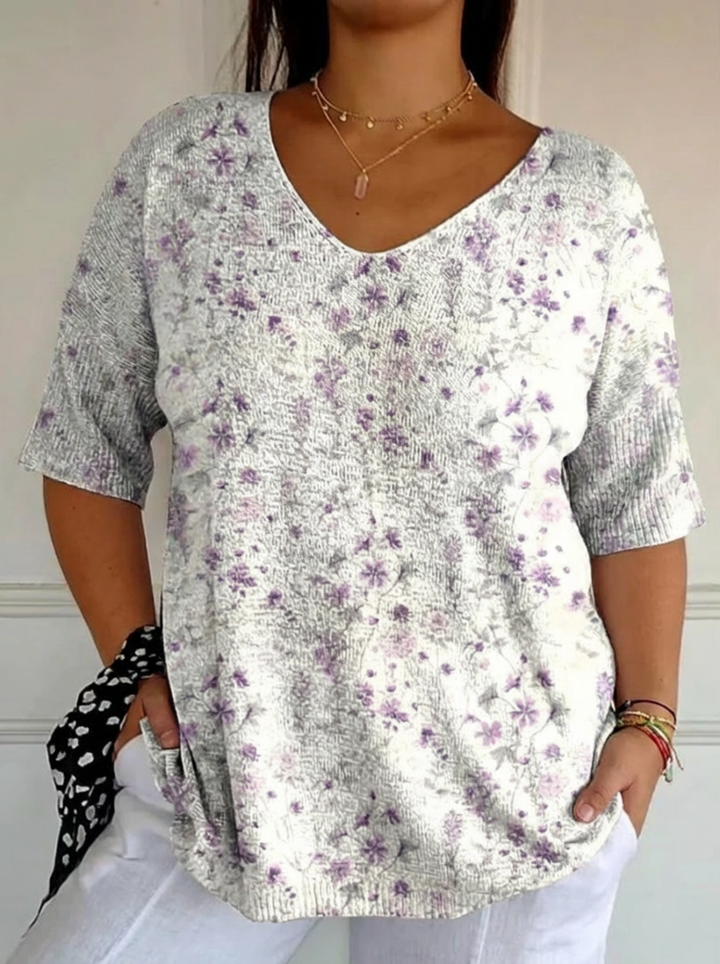 Kvinnes Vintage Blomsterkunst Casual Pullover Strikkegenser