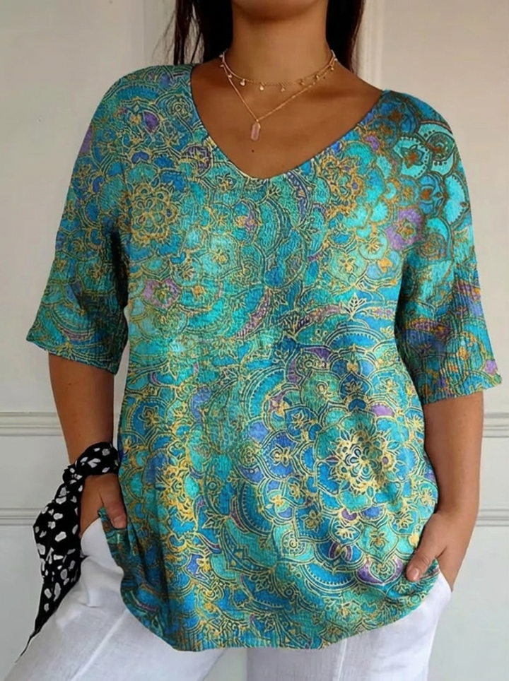 Kvinnes Retro Kunsttrykk Casual Pullover Strikket