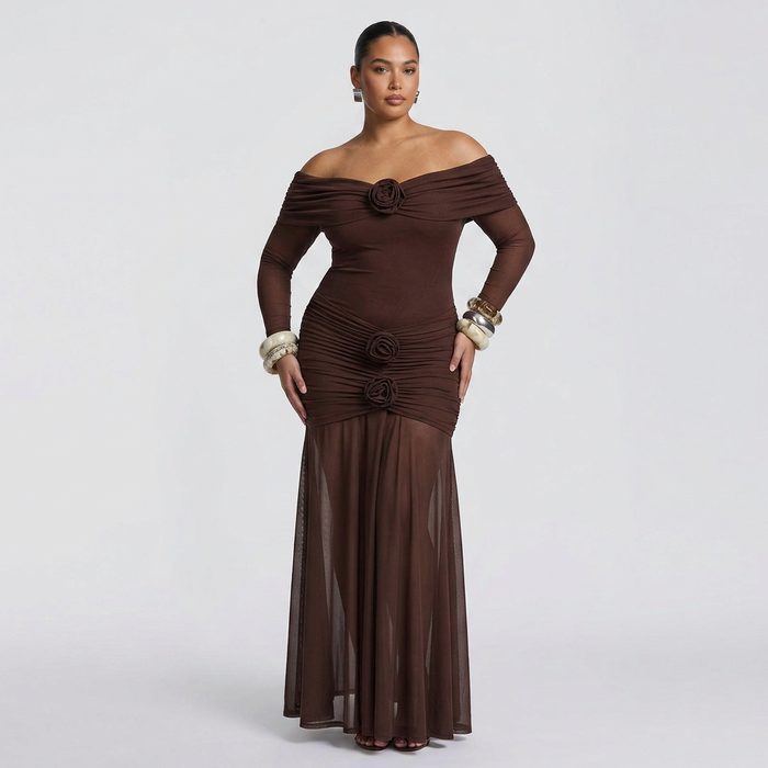 Anneliese Maxi Kjole - Plomme Brun