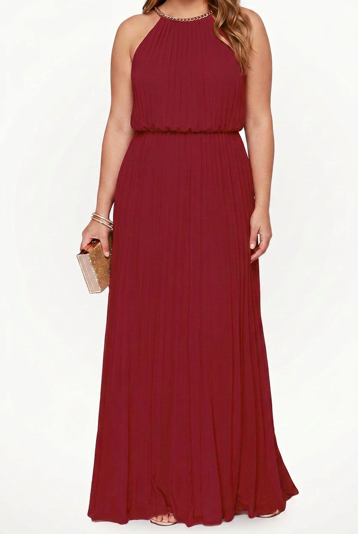 Verity – Uten ermer Plisserte Halterneck Maxi Kjole