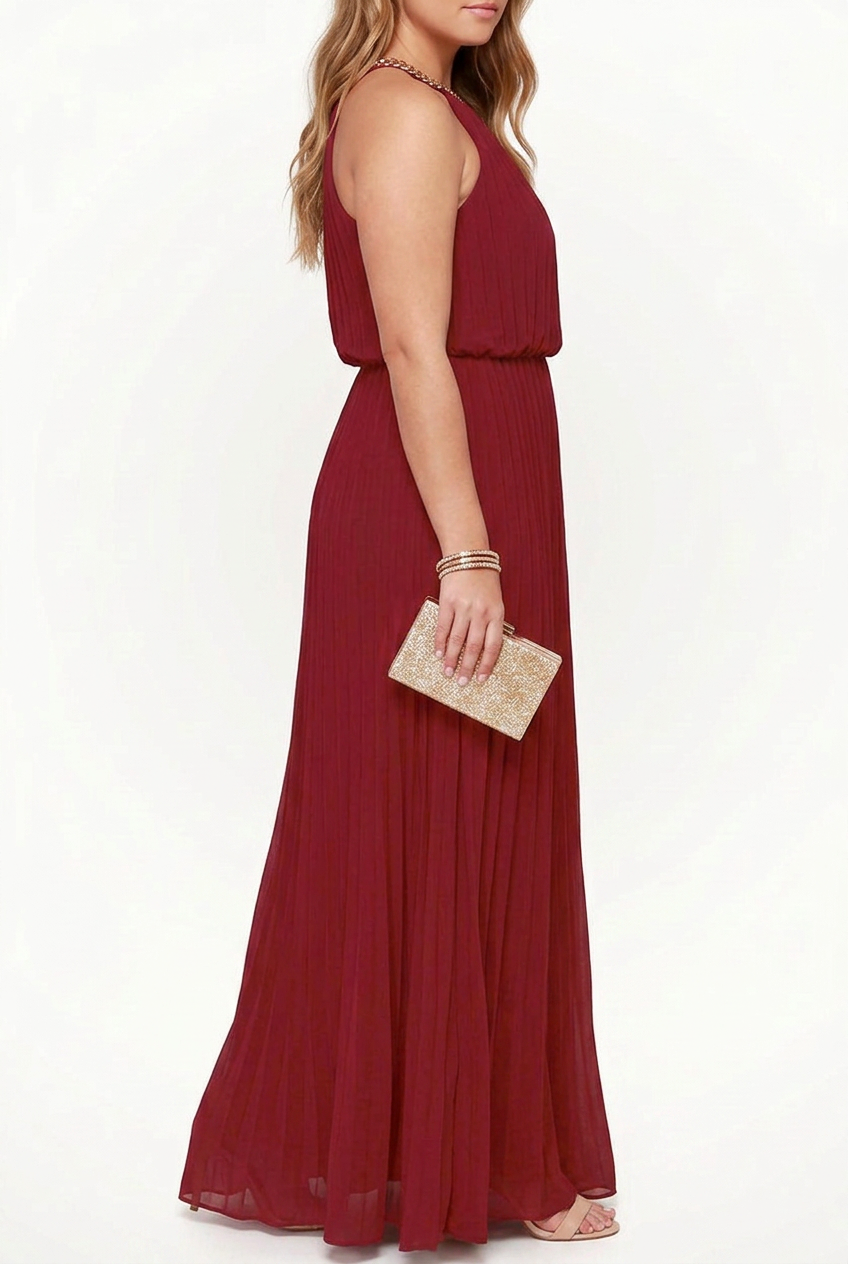 Verity – Uten ermer Plisserte Halterneck Maxi Kjole