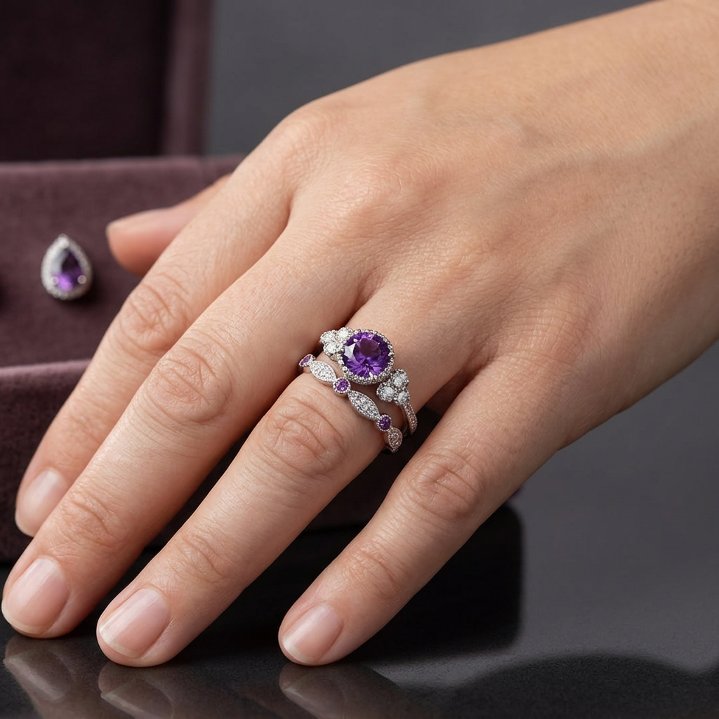 Junia Krone Ring Sett | Hvit Gull