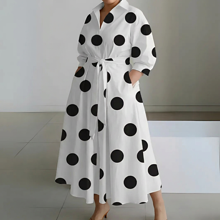 Ondine | Kvinne Cotton Krage Skjorte Maxi Kjole