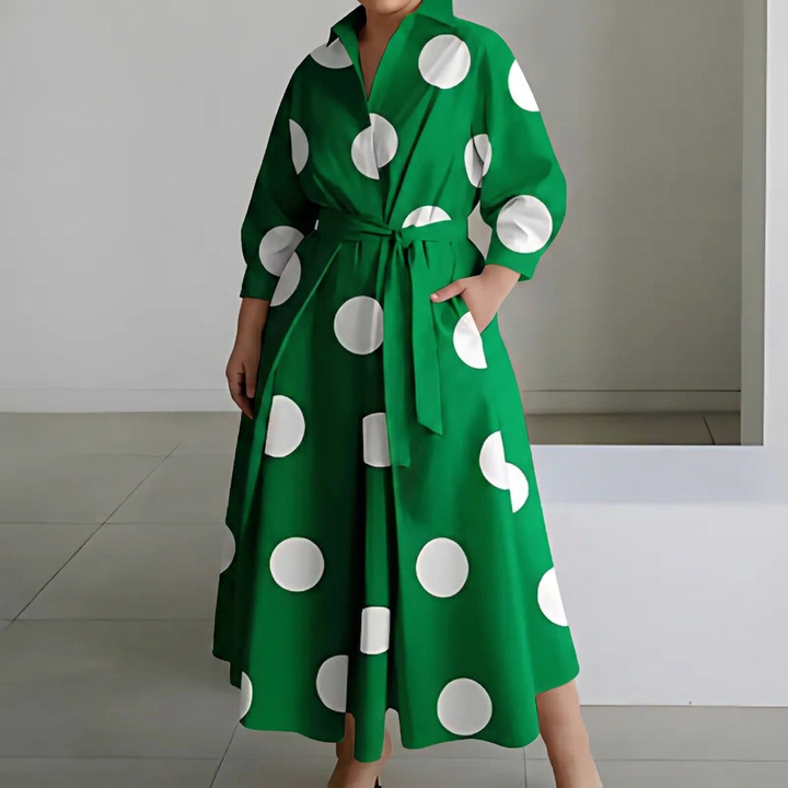 Ondine | Kvinne Cotton Krage Skjorte Maxi Kjole