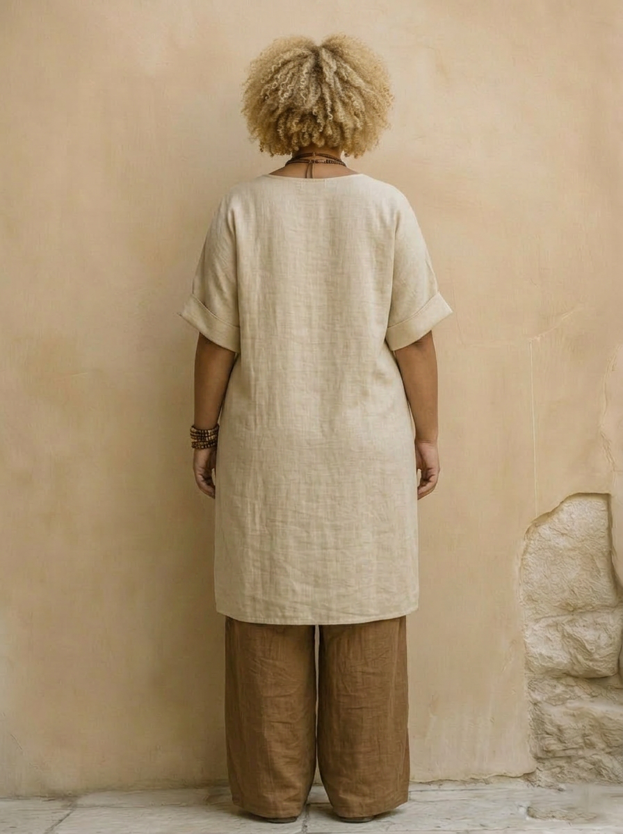 Alessia | Mørkegrå &amp; Brun Tribal Print Tre-delt Sett