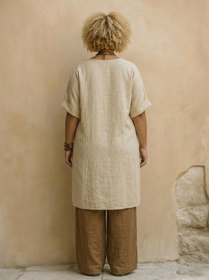 Alessia | Mørkegrå &amp; Brun Tribal Print Tre-delt Sett