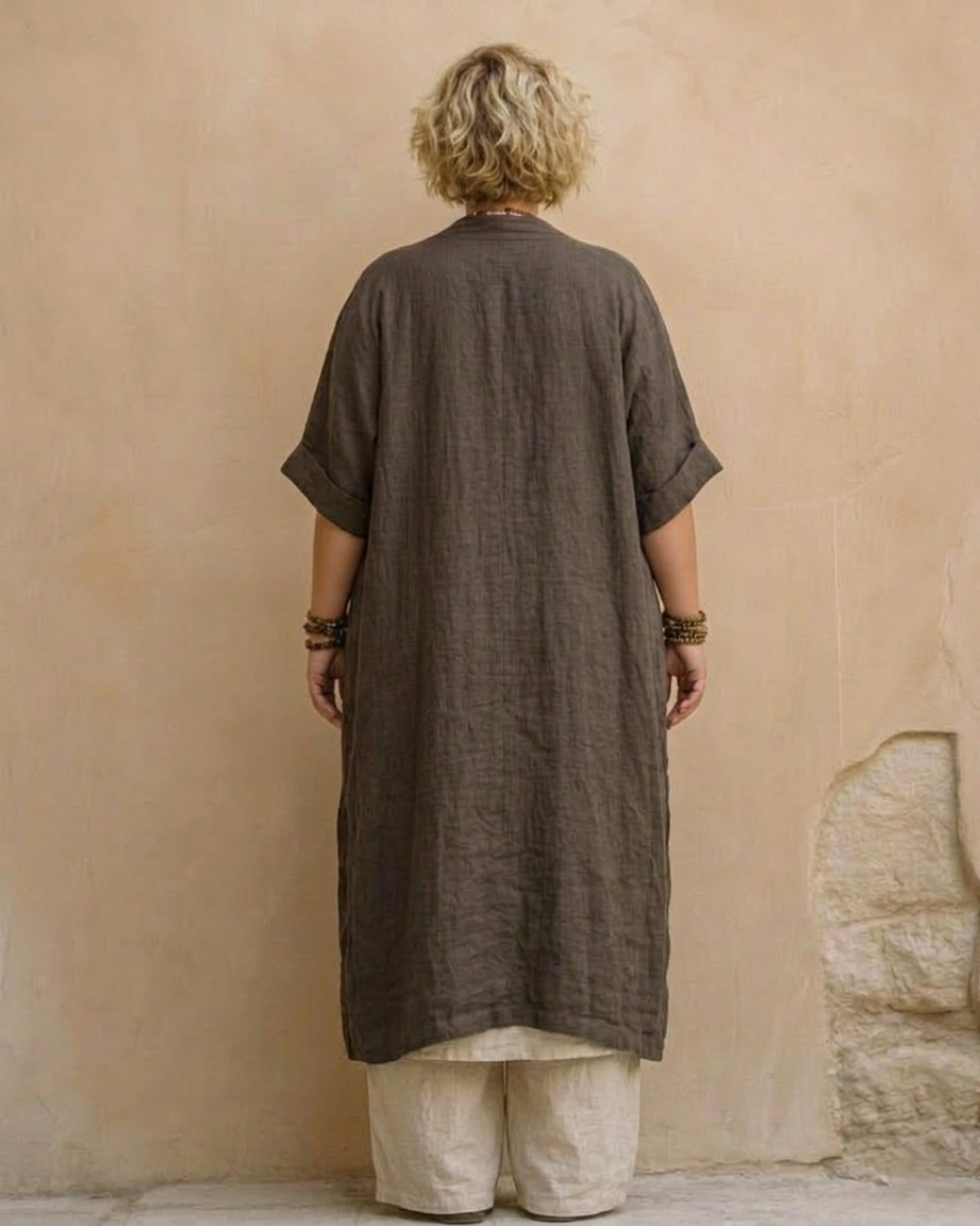 Alessia | Mørkegrå &amp; Brun Tribal Print Tre-delt Sett