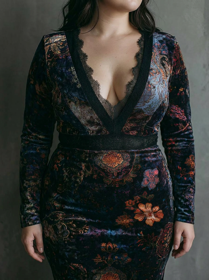 Nadia – Fløyelsblomstret Minikjole
