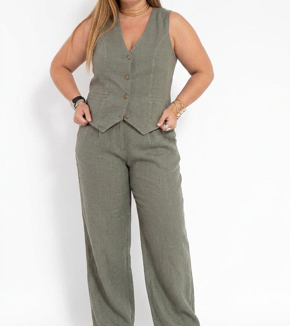 Seraphina – Koordinerende Sett Elegant To-Delt Med Vest &amp; Bukser Vid Bein