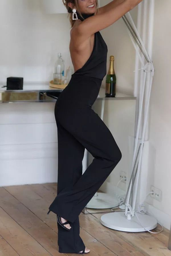 Yuki - Thriving All Night Satin Halterneck Jumpsuit