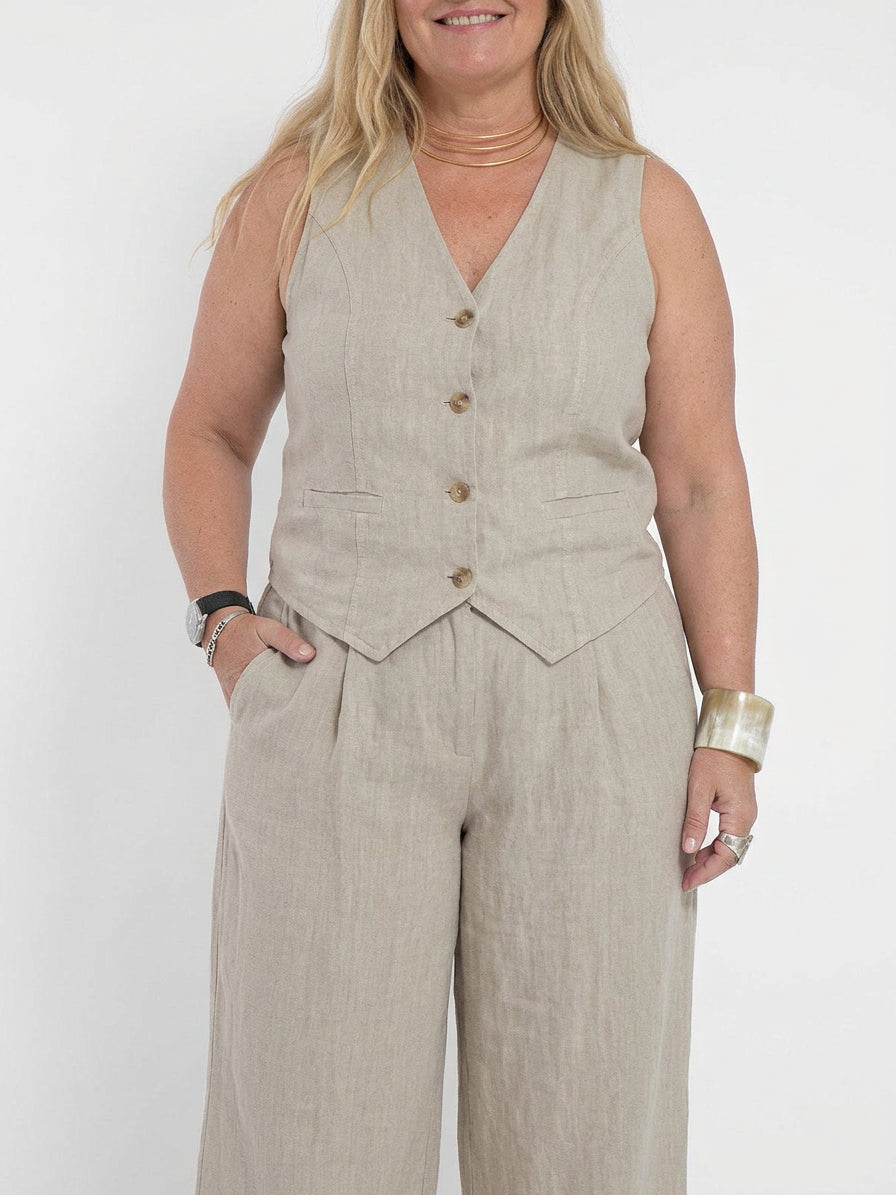 Seraphina – Koordinerende Sett Elegant To-Delt Med Vest &amp; Bukser Vid Bein