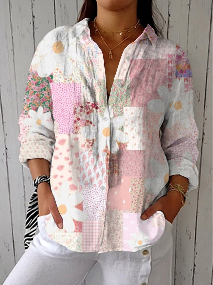 Aisha – Pastell Patchwork Bluse