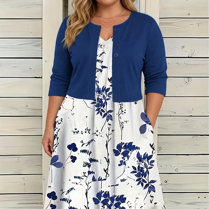 Lowri - Blomstrete Kjole To-Delt Sett