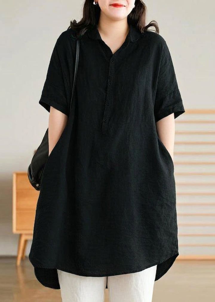 Sabine - Jade Grønn Lin Kvinne Casual Lin Skjorte Kjole