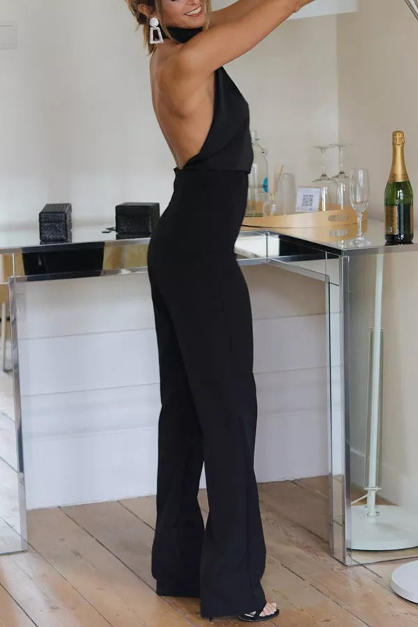 Yuki - Thriving All Night Satin Halterneck Jumpsuit