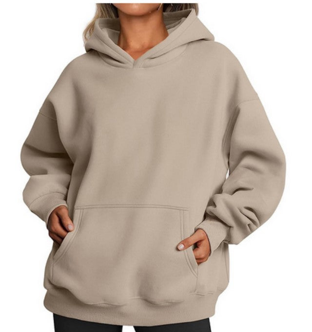 Oversized hettegenser med fleece og lomme