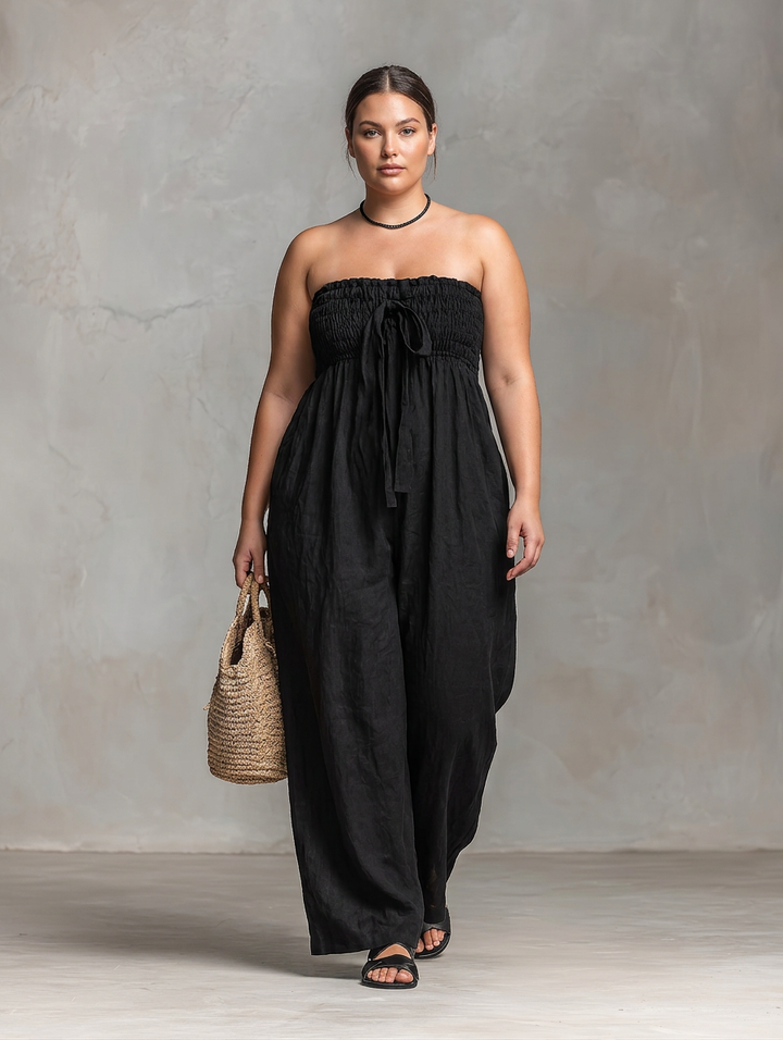 Vera - Løs-Fit Lin-Blanding Uten Stropper Jumpsuit