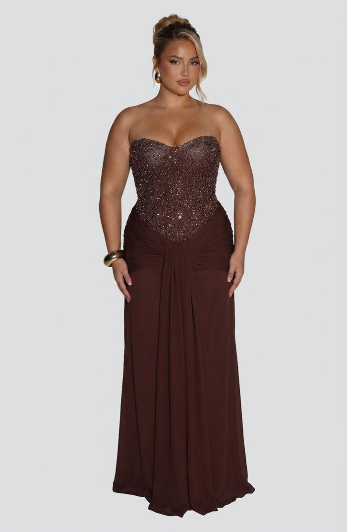Verity Maxi Kjole - Plomme Brun