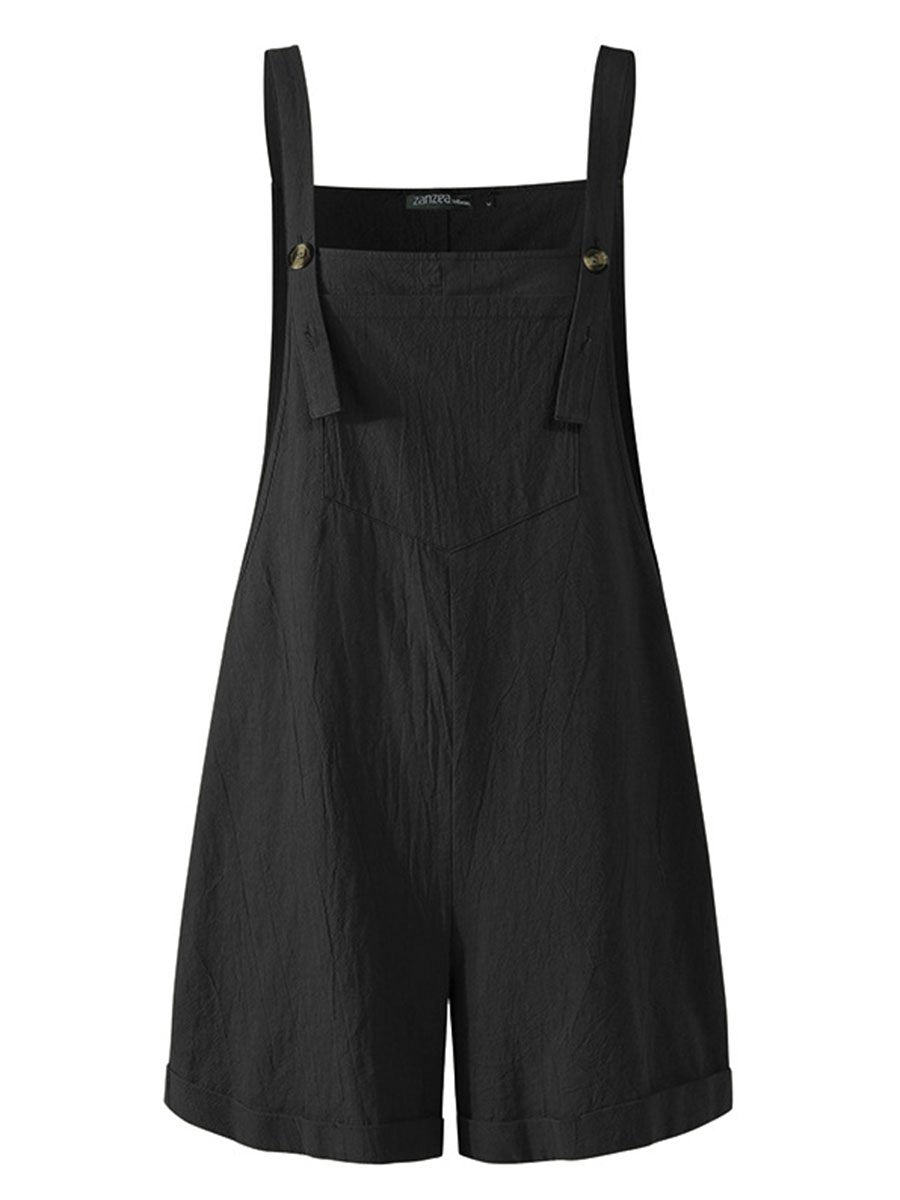 Arabella - Solide Suspenders Stropper Løs Bibbed Romper