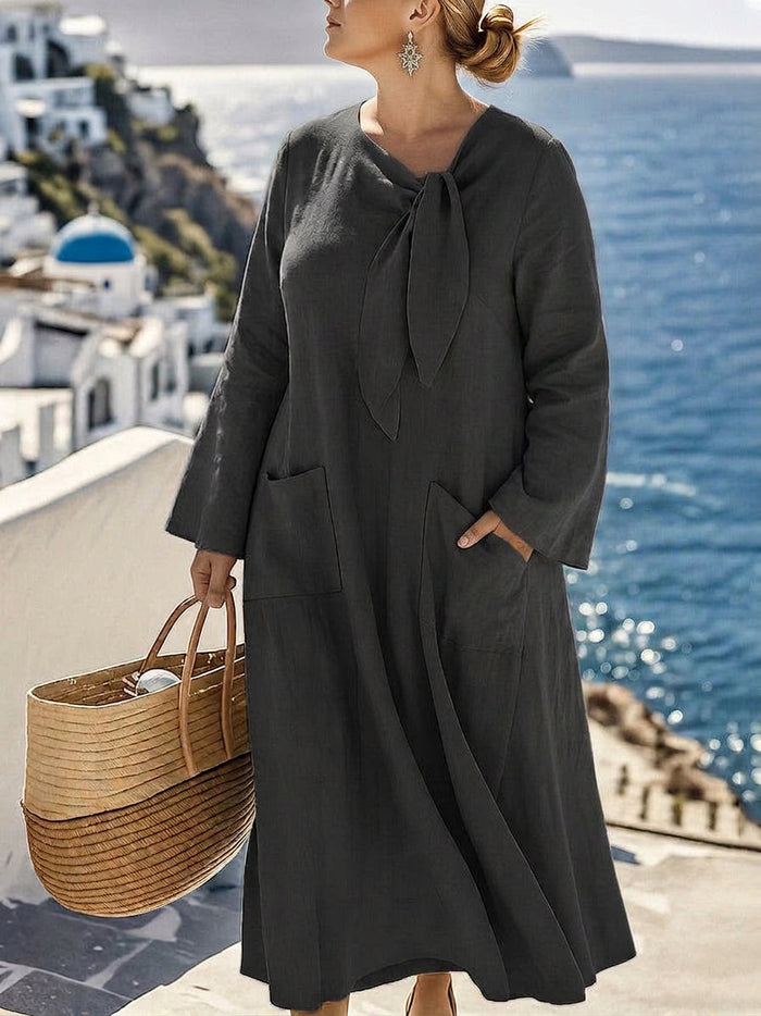 Cerys Solid A-Line Kjole: Uanstrengt Casual Eleganse