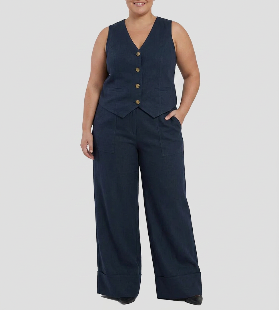 Seraphina – Koordinerende Sett Elegant To-Delt Med Vest &amp; Bukser Vid Bein