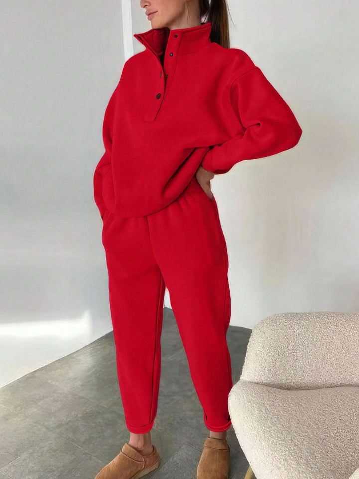 Oversized kosedress i fleece med ståkrage
