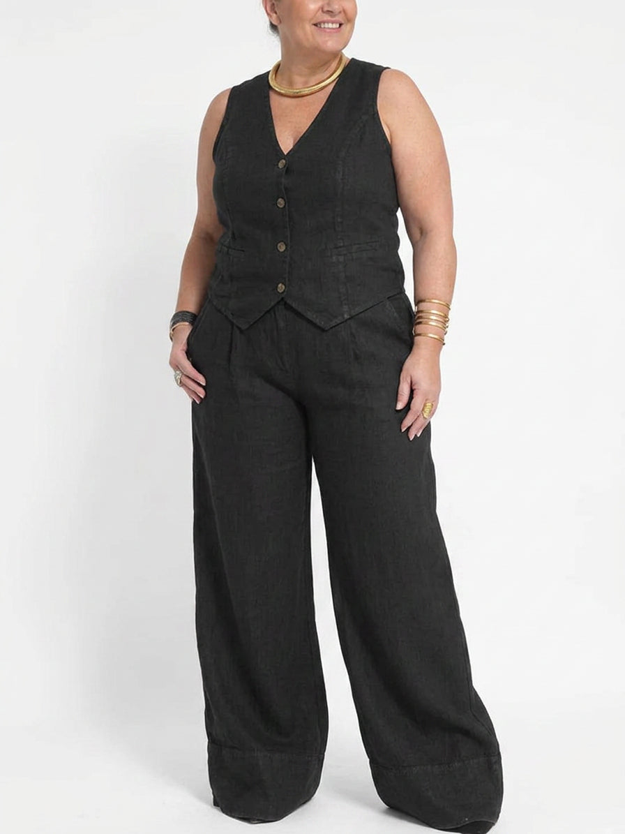 Seraphina – Koordinerende Sett Elegant To-Delt Med Vest &amp; Bukser Vid Bein