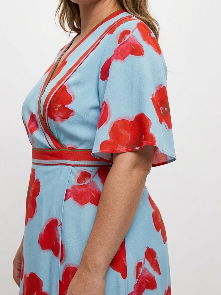 Aurelia | V-hals Korte Ermer Blomster Maxi Kjole
