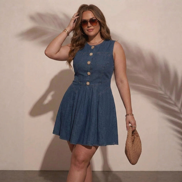 Astrid Uten Ermer Denim Kjole