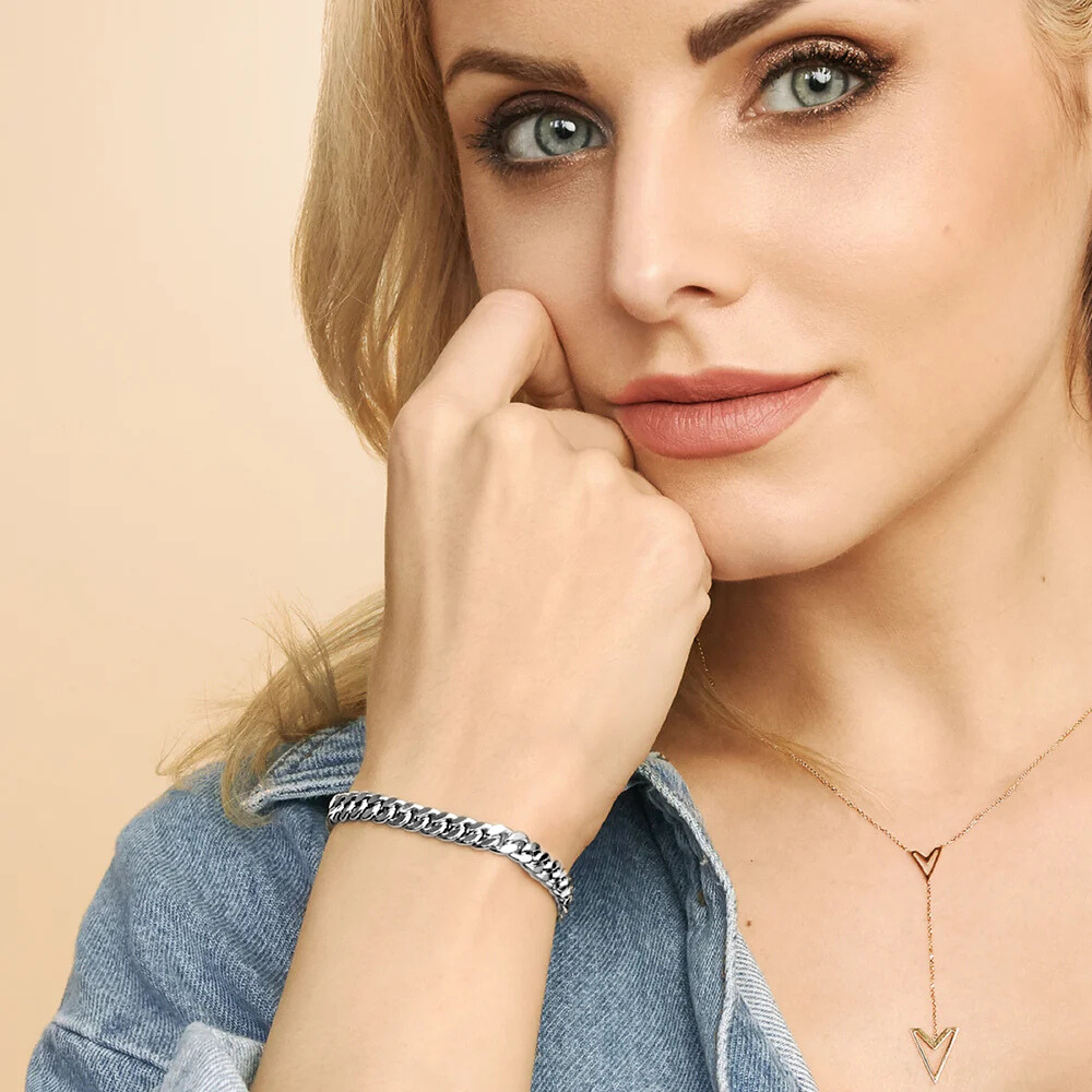 Juniper Cuban Armbånd | Hvitt Gull