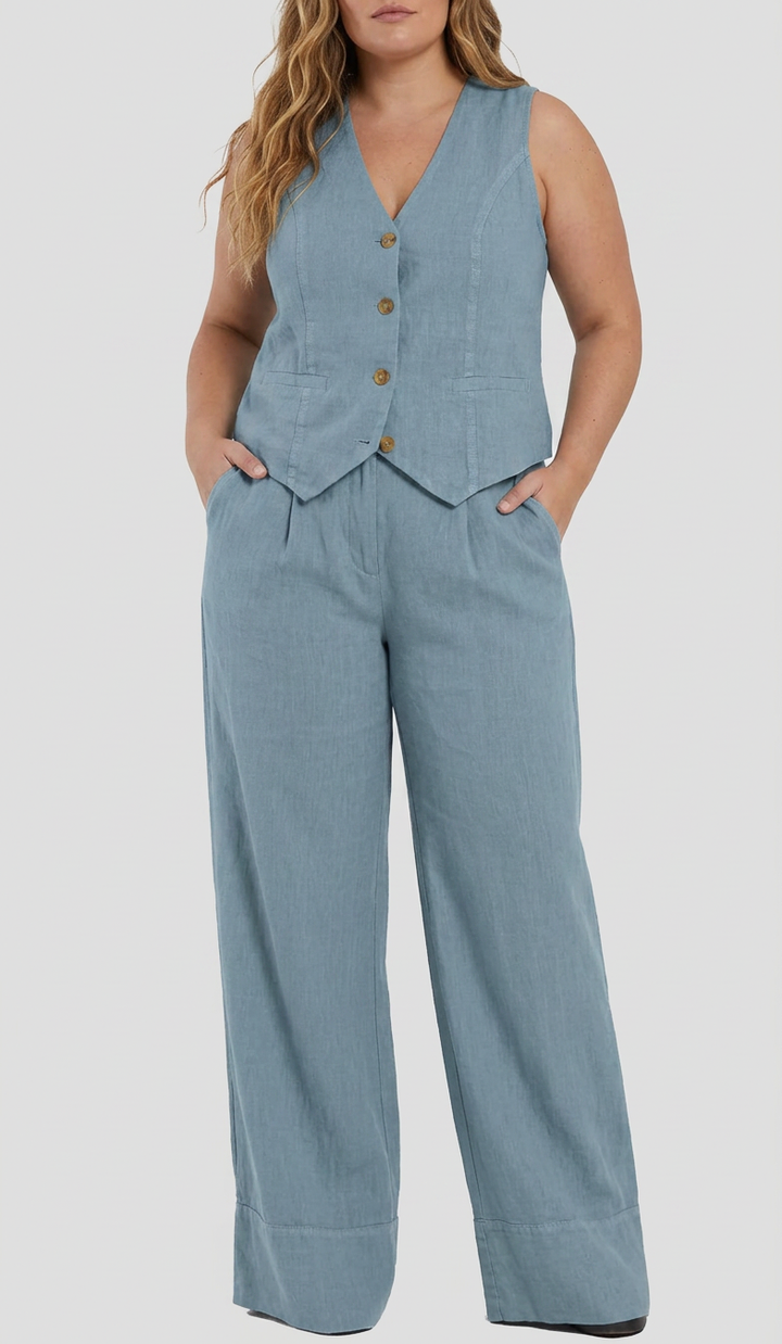 Seraphina – Koordinerende Sett Elegant To-Delt Med Vest &amp; Bukser Vid Bein