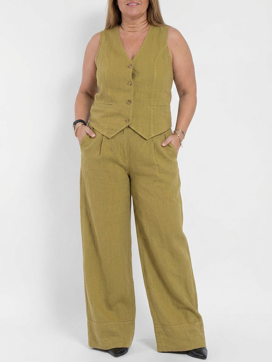 Seraphina – Koordinerende Sett Elegant To-Delt Med Vest &amp; Bukser Vid Bein