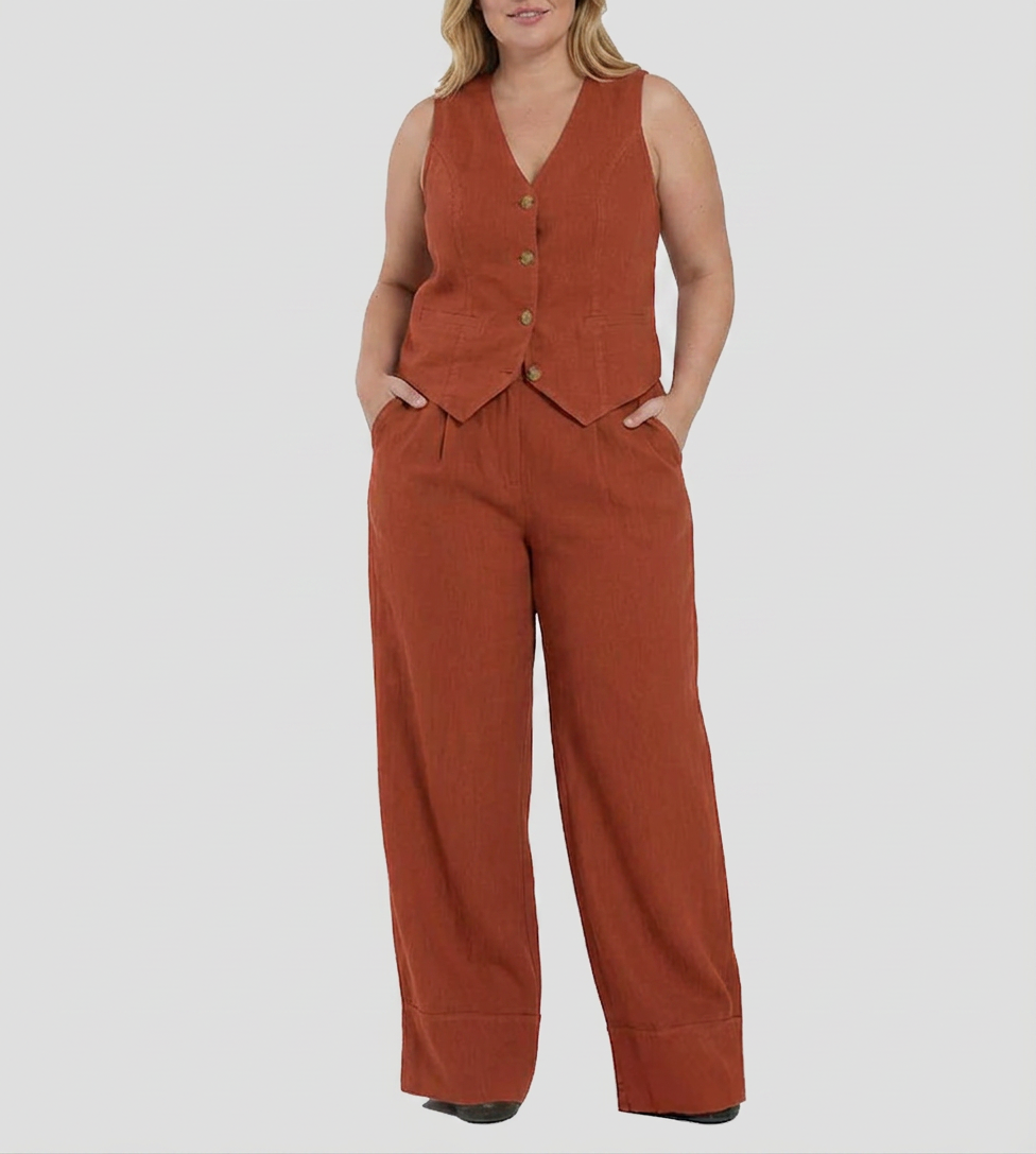 Seraphina – Koordinerende Sett Elegant To-Delt Med Vest &amp; Bukser Vid Bein