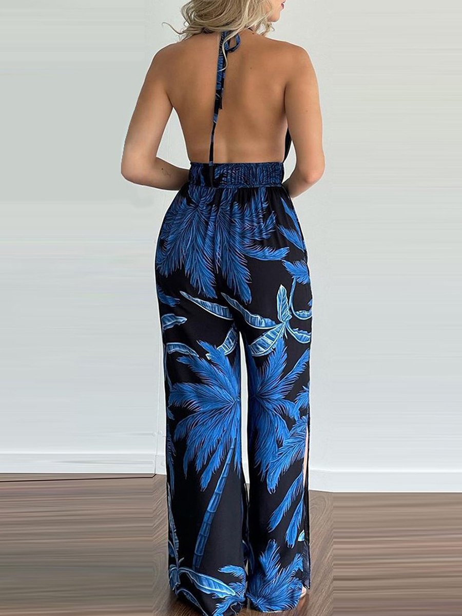 Cordelia - Sling Leaf Print Jumpsuit