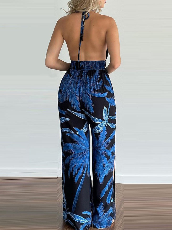 Cordelia - Sling Leaf Print Jumpsuit