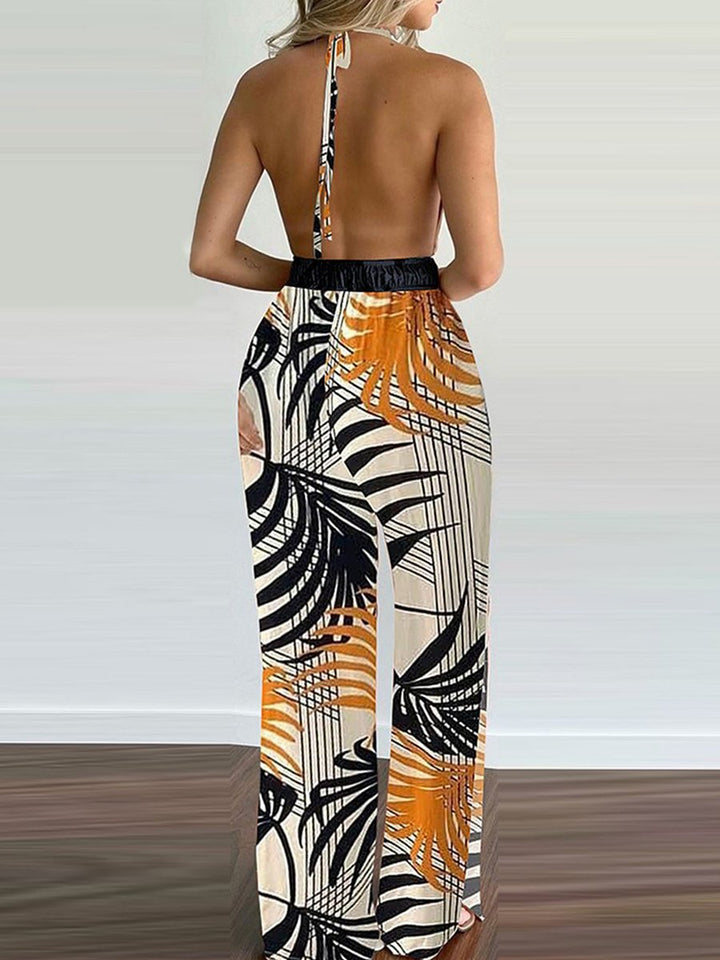 Cordelia - Sling Leaf Print Jumpsuit